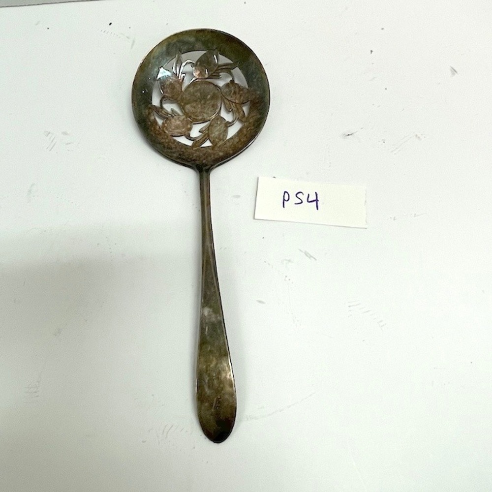 Vintage Rogers Silverplate Slotted Serving Spoon Elegant Pierced Vine Pattern